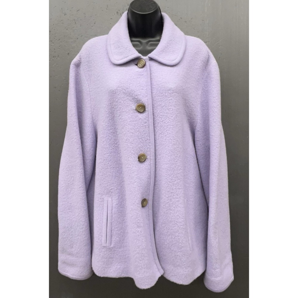 Lands End Jacket Women 20T Lavender Purple Wool Pockets Button Up Preppy Cottage
